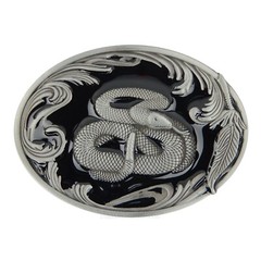 Western Floral Snake Men&rsquo;s Belt Buckle Antique Silver Enamel Fits 1.5&Prime; Belt