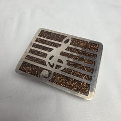 Vintage Treble Clef Belt Buckle Glitter Enamel Silver Tone Heavy Quality Made