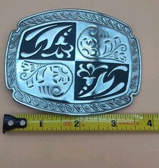 Black & Silver Two-Tone Belt Buckle Etched/Layered Design