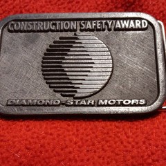 Diamond-Star Motors Construction Safety Award Belt Buckle Silver 1.5in