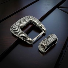Tiffany & Co Ladies Wood Grain Fashion Belt Buckle Sterling Silver Estate TIF877