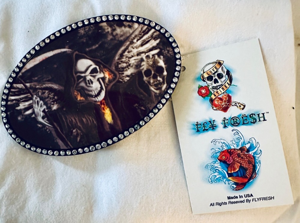 FLY FRESH Grim Reaper Skull Belt Buckle