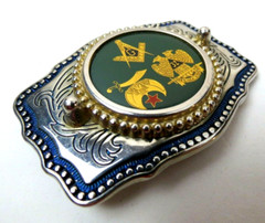 Lg Western Style Masonic 32nd Degree Freemasons Shriner Vintage Belt Buckle