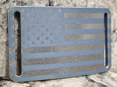 GRIP6 BELT BUCKLE – RUSTIC USA FLAG – PAINTED BLUE OVER SILVER – 1.5 INCH WIDE
