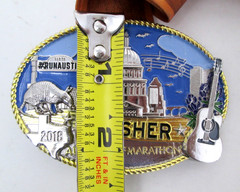 2018 Austin Half Marathon Belt Buckle Lanyard Ribbon Running Texas Finisher Race