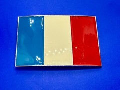 Flag of France French Country Blue White Red Enamel Patriotic Belt Buckle
