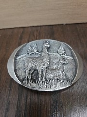 RARE Vintage Spec-cast Belt Buckle SILVER SAGE Deer Hunting DENVER Made In USA