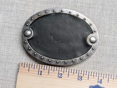 vintage STUDDED belt buckle RIVETED motorcycle WESTERN metal leather y2k