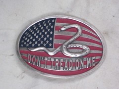 DON&rsquo;T TREAD ON ME Belt Buckle American Flag Snake detail USA United States James