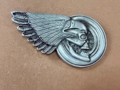 Eagle Head Wing Skull Motorcycle Wheel Rim Biker Punk Vibe Belt Buckle