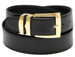 Concitor Men&rsquo;s Belt Reversible Wide Bonded Leather Gold-Tone Buckle 34, Pink