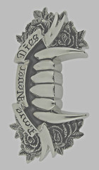 Fang Belt Buckle LOVE NEVER DIES Brushed Vintage Metal Rock Rebel New Men Women