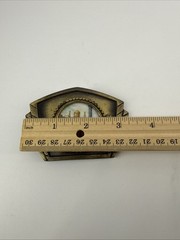 Vintage Railroad Metal Locomotive Belt Buckle Ceramic Inlay Train Collectible