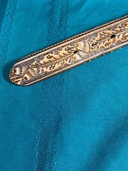 Tex Tan Full Grain Cowhide Belt Size 36 Tool Silver Buckle Polished Amber Stone