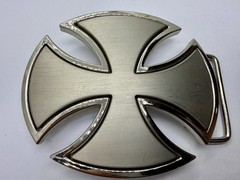 Maltese Celtic Iron Cross Gothic Punk Biker Vibe Cutout Silver Tone Belt Buckle