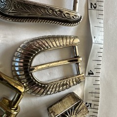 Lot of 7 Gold Tone and Silver Metal Belt Buckle Square /Western, Metal Pieces