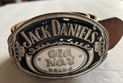 JACK DANIELS Old No. 7 belt and buckle Cowhide Leather Belt 28 RARE Vintage