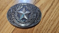 The State of Texas Belt Buckle Silver Tone Western Style