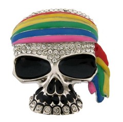 Skull Belt Buckle Men Women Bling Rhinestones Gold Silver Halloween Costume New