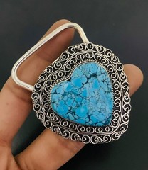Turquoise Gemstone 925 Sterling Silver Handmade Belt Buckles Vintage Gift For