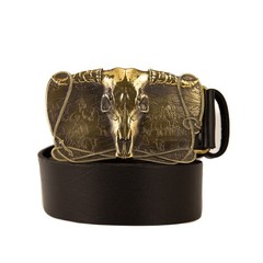 Cowboys Trophy brass buckle, Buffalo Skull, Texas Longhorn Cattle Skull, Ranch