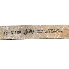 Justin tooled leather belt with bronze belt buckle limited edition western