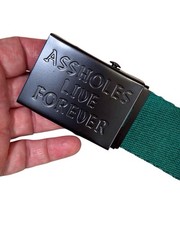 A–holes Live Forever Black and Green Woven Belt 43 Inches Long