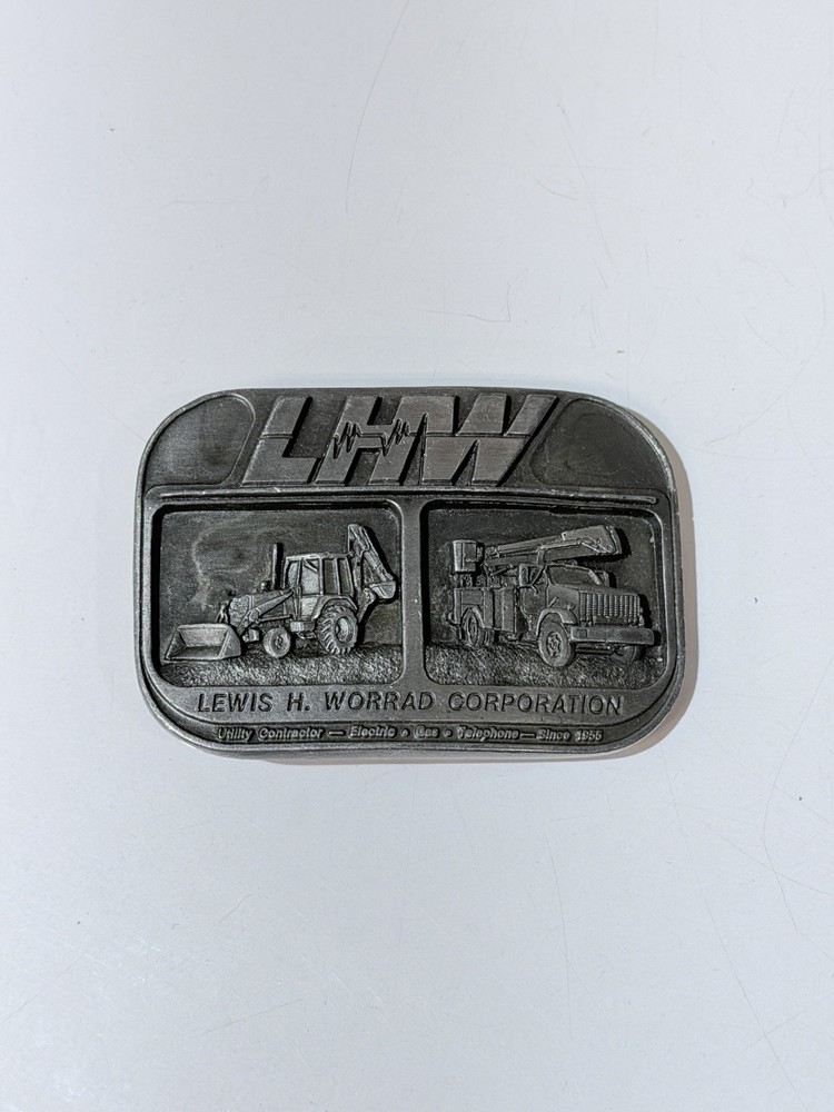 Vintage Lewis H Worrad Co. 33 Years Of Service Belt Buckle Gas Elec Telephone