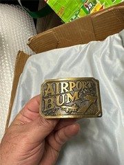Vintage Airport Bum Brass Belt Buckle by The Davos Co.