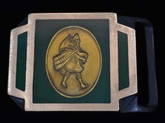 Rare Tech Ether Guild Scottish Sentry Bagpipes Solid Brass Vintage Belt Buckle