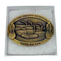 JI Case Threshing Machine Co Pewter Belt Buckle Racine WI Ltd Edition Vintage