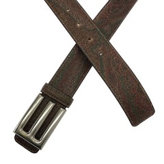 Etro E-Buckle Paisley Leather Belt Brown -length: 119 cm