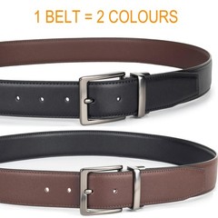 CaySep Reversible Leather Belt for Men Suit 34&Prime;-39&Prime; Waist, Coffee Black