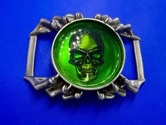 Alchemy Gothic Soul of Agrippa Skull Green Enameled Belt Buckle