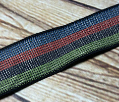 VTG 70s ACCURATE Interlocking Cast Metal Belt Buckle Rainbow Belt MCM Brutalist