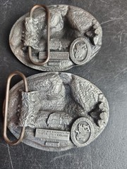 German Shepherd Belt Buckle Blue Background Bergamot