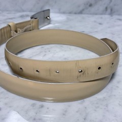 GUCCI buckle belt Logo hardware Authentic Beige Leather Made in Italy Men&rsquo;s