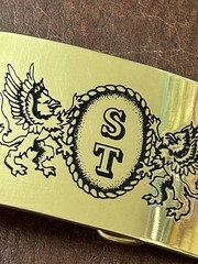 Dragon Brass Belt Buckle Western Cowboy With Initials ST Engraved