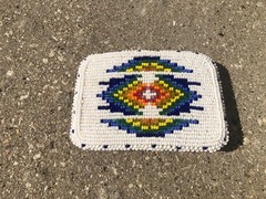 vintage NATIVE AMERICAN belt buckle BEADED handcraft NAVAJO indian western
