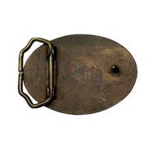Vintage Wesco Texas State Embossed Solid Brass Oval Belt Buckle Western Patina