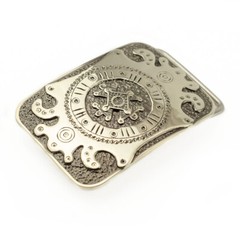 German silver belt buckle pre-Christian sun cross; Teutonic or Maltese Zgarda