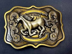 Running Horse Mustang Award Trophy Style Large HUGE Rodeo Cowboys Belt Buckle