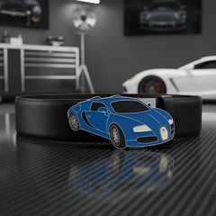 NEW Men Women Fashion Silver Metal Belt Buckle Blue Racing Luxury Car Day Wear