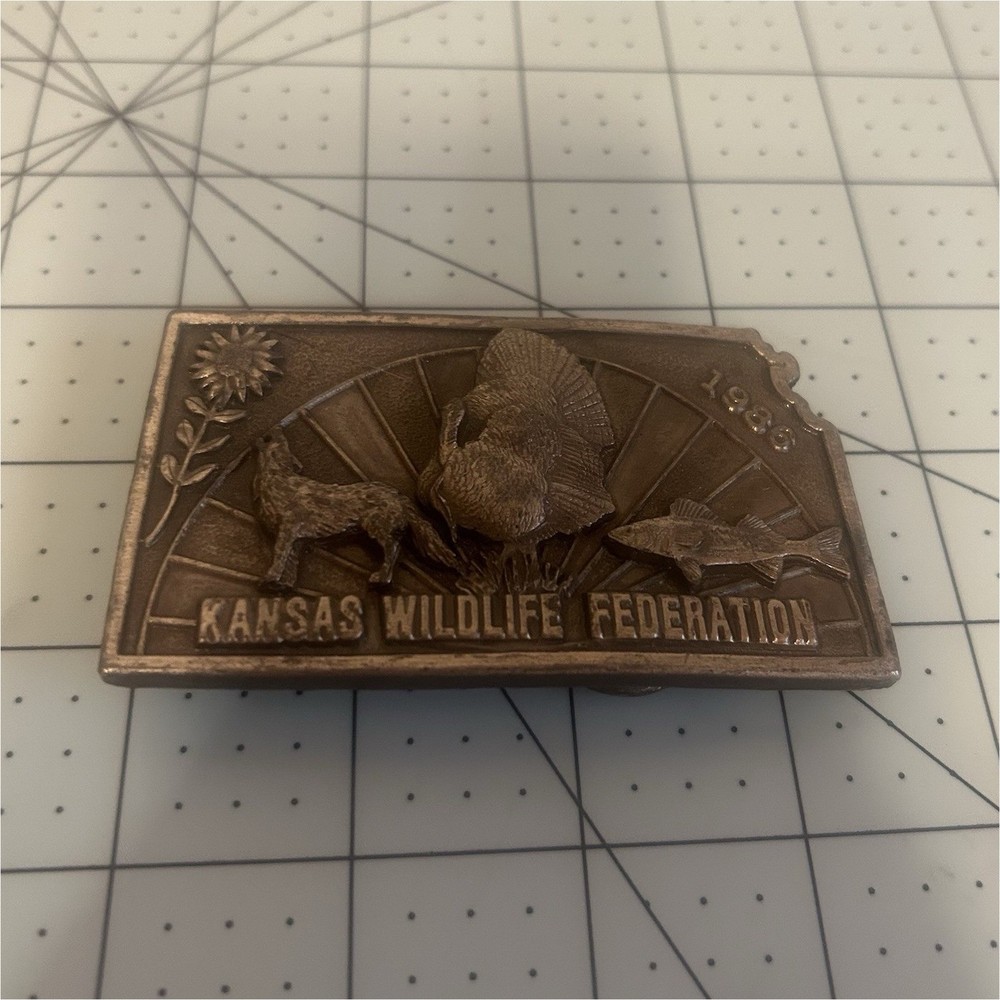 Kansas Wildlife Federation Limited Edition Metal 3D Western Buckle 1.5in