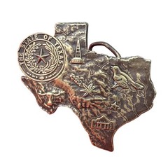 Bergamot Brass Works Belt Buckle Mens Silver Excellent 1976 Texas State Map