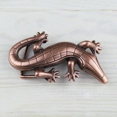 Gecko Belt Buckle In Antique Copper Color, Reptile Design, Antique Metal Belt Buckle