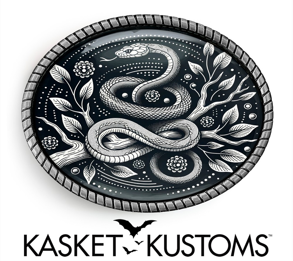 Snake Belt Buckle – Traditional Snake Tattoo Design Handmade Belt Buckle – 651