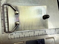 Hand Cuffs Raised Handcuffs on Silver Color Rectangular Belt Buckle