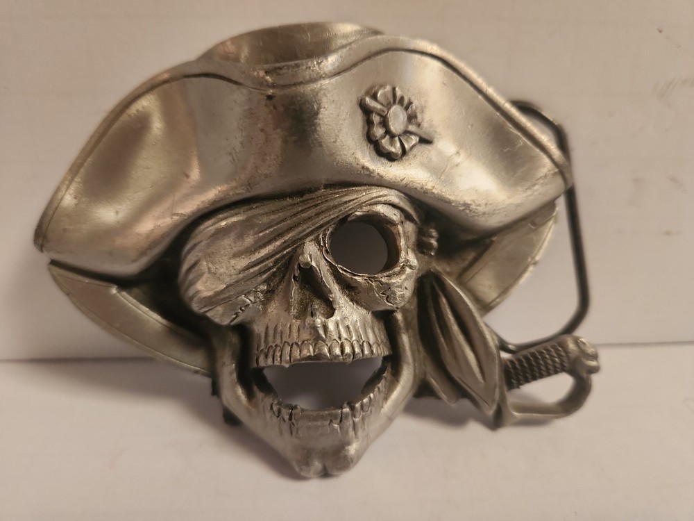 Pirate Skull Skeleton 1997 Belt Buckle(Broken Sword Handle) Solid Fine Pewter