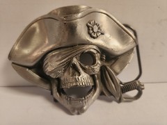 Pirate Skull Skeleton 1997 Belt Buckle(Broken Sword Handle) Solid Fine Pewter